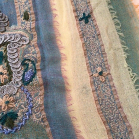 Handcrafted Shawl/Scarf, teal, boiled wool 68”x26” - Picture 10 of 10